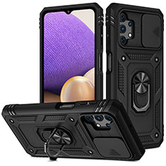 Coque Contour Silicone et Plastique Housse Etui Mat avec Magnetique Support Bague Anneau MQ5 pour Samsung Galaxy A32 5G Noir