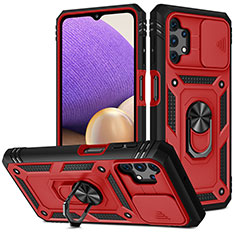 Coque Contour Silicone et Plastique Housse Etui Mat avec Magnetique Support Bague Anneau MQ5 pour Samsung Galaxy A32 5G Rouge