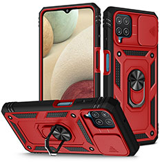 Coque Contour Silicone et Plastique Housse Etui Mat avec Magnetique Support Bague Anneau MQ5 pour Samsung Galaxy M12 Rouge