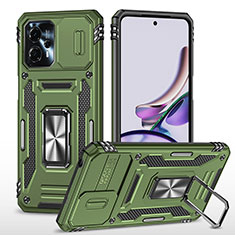 Coque Contour Silicone et Plastique Housse Etui Mat avec Magnetique Support Bague Anneau MQ6 pour Motorola Moto G13 Vert