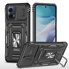 Coque Contour Silicone et Plastique Housse Etui Mat avec Magnetique Support Bague Anneau MQ6 pour Motorola Moto G53 5G Noir