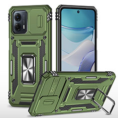 Coque Contour Silicone et Plastique Housse Etui Mat avec Magnetique Support Bague Anneau MQ6 pour Motorola Moto G53j 5G Vert