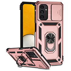 Coque Contour Silicone et Plastique Housse Etui Mat avec Magnetique Support Bague Anneau MQ6 pour Samsung Galaxy A04s Or Rose