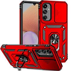 Coque Contour Silicone et Plastique Housse Etui Mat avec Magnetique Support Bague Anneau MQ6 pour Samsung Galaxy A14 4G Rouge