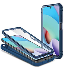 Coque Contour Silicone et Plastique Housse Etui Mat avec Magnetique Support Bague Anneau MQ6 pour Xiaomi Redmi 10 (2022) Bleu