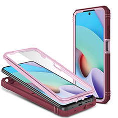 Coque Contour Silicone et Plastique Housse Etui Mat avec Magnetique Support Bague Anneau MQ6 pour Xiaomi Redmi 10 (2022) Rose