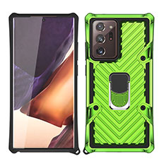 Coque Contour Silicone et Plastique Housse Etui Mat avec Magnetique Support Bague Anneau N03 pour Samsung Galaxy Note 20 Ultra 5G Pastel Vert