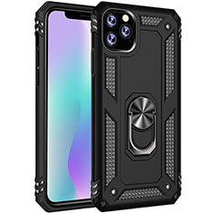 Coque Contour Silicone et Plastique Housse Etui Mat avec Magnetique Support Bague Anneau pour Apple iPhone 11 Pro Max Noir