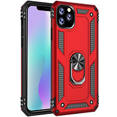 Coque Contour Silicone et Plastique Housse Etui Mat avec Magnetique Support Bague Anneau pour Apple iPhone 11 Pro Max Rouge