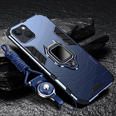 Coque Contour Silicone et Plastique Housse Etui Mat avec Magnetique Support Bague Anneau pour Apple iPhone 14 Plus Bleu