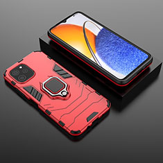 Coque Contour Silicone et Plastique Housse Etui Mat avec Magnetique Support Bague Anneau pour Huawei Enjoy 50z Rouge