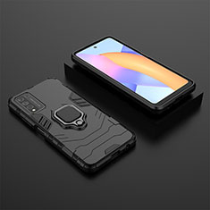 Coque Contour Silicone et Plastique Housse Etui Mat avec Magnetique Support Bague Anneau pour Huawei Honor 10X Lite Noir