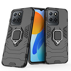 Coque Contour Silicone et Plastique Housse Etui Mat avec Magnetique Support Bague Anneau pour Huawei Honor 70 Lite 5G Noir