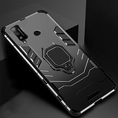 Coque Contour Silicone et Plastique Housse Etui Mat avec Magnetique Support Bague Anneau pour Huawei Honor Play4T Noir