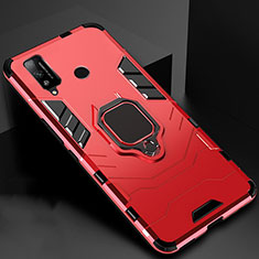 Coque Contour Silicone et Plastique Housse Etui Mat avec Magnetique Support Bague Anneau pour Huawei Honor Play4T Rouge