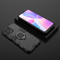 Coque Contour Silicone et Plastique Housse Etui Mat avec Magnetique Support Bague Anneau pour Huawei Honor X30i Noir