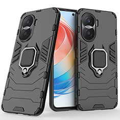 Coque Contour Silicone et Plastique Housse Etui Mat avec Magnetique Support Bague Anneau pour Huawei Honor X40i 5G Noir