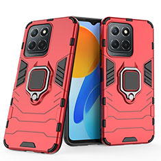 Coque Contour Silicone et Plastique Housse Etui Mat avec Magnetique Support Bague Anneau pour Huawei Honor X8a 5G Rouge