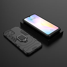 Coque Contour Silicone et Plastique Housse Etui Mat avec Magnetique Support Bague Anneau pour Huawei Nova 8 SE 4G Noir