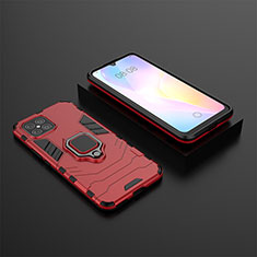 Coque Contour Silicone et Plastique Housse Etui Mat avec Magnetique Support Bague Anneau pour Huawei Nova 8 SE 4G Rouge