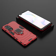 Coque Contour Silicone et Plastique Housse Etui Mat avec Magnetique Support Bague Anneau pour Huawei Nova 9 Pro Rouge