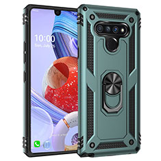 Coque Contour Silicone et Plastique Housse Etui Mat avec Magnetique Support Bague Anneau pour LG Stylo 6 Pastel Vert