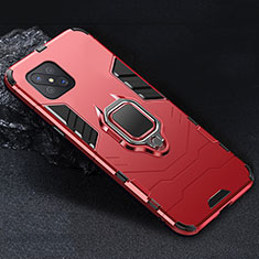 Coque Contour Silicone et Plastique Housse Etui Mat avec Magnetique Support Bague Anneau pour Oppo A92s 5G Rouge