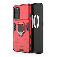 Coque Contour Silicone et Plastique Housse Etui Mat avec Magnetique Support Bague Anneau pour Oppo K10 Pro 5G Rouge