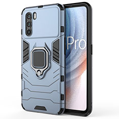 Coque Contour Silicone et Plastique Housse Etui Mat avec Magnetique Support Bague Anneau pour Oppo K9 Pro 5G Bleu