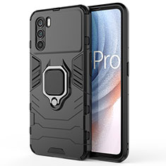 Coque Contour Silicone et Plastique Housse Etui Mat avec Magnetique Support Bague Anneau pour Oppo K9 Pro 5G Noir