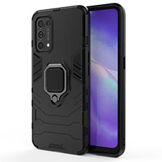 Coque Contour Silicone et Plastique Housse Etui Mat avec Magnetique Support Bague Anneau pour Oppo Reno5 5G Noir