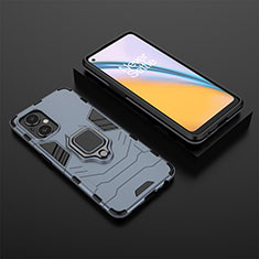 Coque Contour Silicone et Plastique Housse Etui Mat avec Magnetique Support Bague Anneau pour Oppo Reno8 Lite 5G Bleu