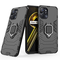 Coque Contour Silicone et Plastique Housse Etui Mat avec Magnetique Support Bague Anneau pour Realme 10T 5G Noir