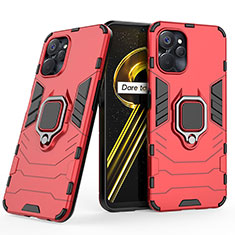 Coque Contour Silicone et Plastique Housse Etui Mat avec Magnetique Support Bague Anneau pour Realme 10T 5G Rouge