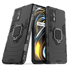 Coque Contour Silicone et Plastique Housse Etui Mat avec Magnetique Support Bague Anneau pour Realme GT 5G Noir