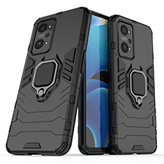 Coque Contour Silicone et Plastique Housse Etui Mat avec Magnetique Support Bague Anneau pour Realme Q5 Pro 5G Noir