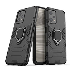 Coque Contour Silicone et Plastique Housse Etui Mat avec Magnetique Support Bague Anneau pour Realme V25 5G Noir