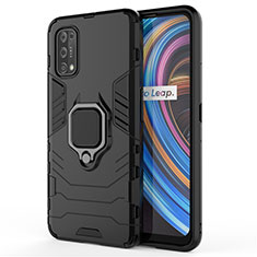 Coque Contour Silicone et Plastique Housse Etui Mat avec Magnetique Support Bague Anneau pour Realme X7 Pro 5G Noir