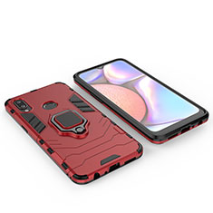 Coque Contour Silicone et Plastique Housse Etui Mat avec Magnetique Support Bague Anneau pour Samsung Galaxy A10s Rouge