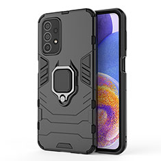 Coque Contour Silicone et Plastique Housse Etui Mat avec Magnetique Support Bague Anneau pour Samsung Galaxy A23 4G Noir