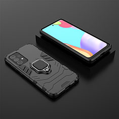 Coque Contour Silicone et Plastique Housse Etui Mat avec Magnetique Support Bague Anneau pour Samsung Galaxy A52s 5G Noir