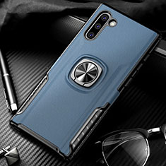 Coque Contour Silicone et Plastique Housse Etui Mat avec Magnetique Support Bague Anneau pour Samsung Galaxy Note 10 5G Bleu