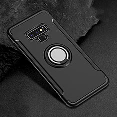 Coque Contour Silicone et Plastique Housse Etui Mat avec Magnetique Support Bague Anneau pour Samsung Galaxy Note 9 Noir