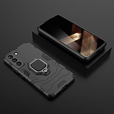 Coque Contour Silicone et Plastique Housse Etui Mat avec Magnetique Support Bague Anneau pour Samsung Galaxy S24 5G Noir