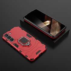 Coque Contour Silicone et Plastique Housse Etui Mat avec Magnetique Support Bague Anneau pour Samsung Galaxy S24 5G Rouge