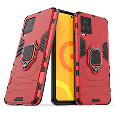 Coque Contour Silicone et Plastique Housse Etui Mat avec Magnetique Support Bague Anneau pour Vivo iQOO 7 Legend 5G Rouge