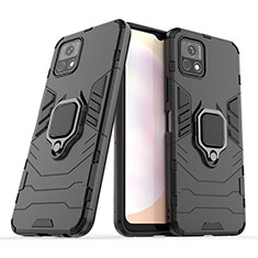 Coque Contour Silicone et Plastique Housse Etui Mat avec Magnetique Support Bague Anneau pour Vivo iQOO U3 5G Noir