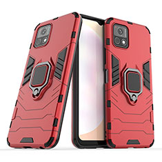 Coque Contour Silicone et Plastique Housse Etui Mat avec Magnetique Support Bague Anneau pour Vivo iQOO U3x 5G Rouge