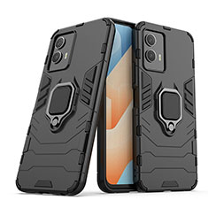 Coque Contour Silicone et Plastique Housse Etui Mat avec Magnetique Support Bague Anneau pour Vivo iQOO U5 5G Noir