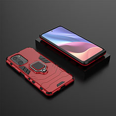 Coque Contour Silicone et Plastique Housse Etui Mat avec Magnetique Support Bague Anneau pour Xiaomi Mi 11i 5G Rouge